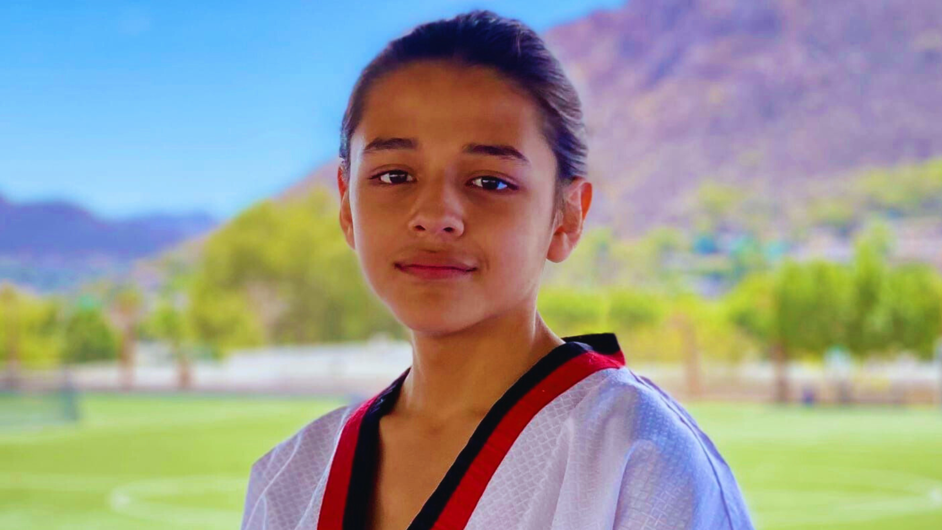 A Middle School student participates in the CONADE Taekwondo tournament.